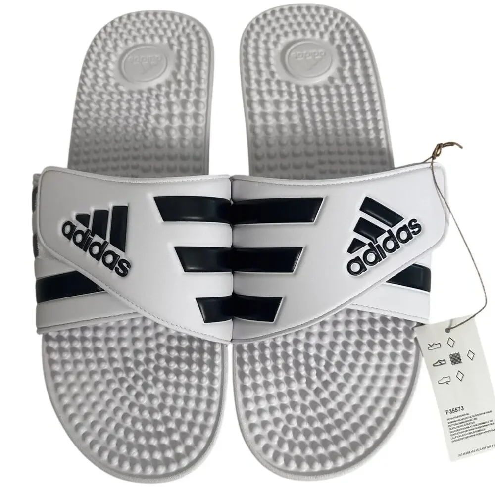 NWB Adidas Adissage Mens White and Black‎ Slide Sandal Size 16